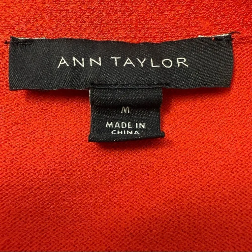 Ann Taylor Open orange-red Front Long Cardigan with Pockets - Size M